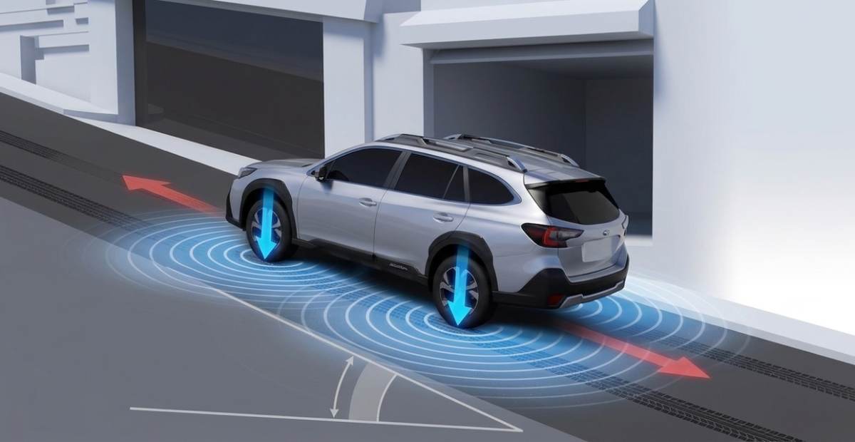 Muestra de tecnología de hill holder en autos subaru.